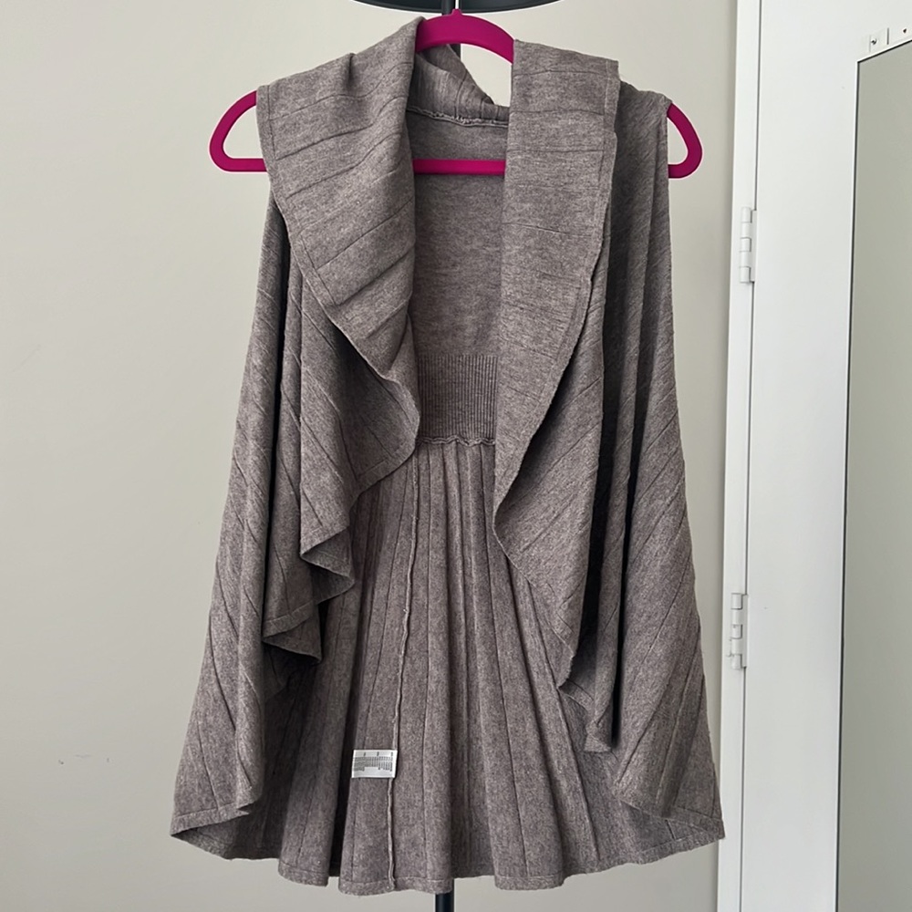 Taupe Open Front Cardigan Short Sleeve (size S)